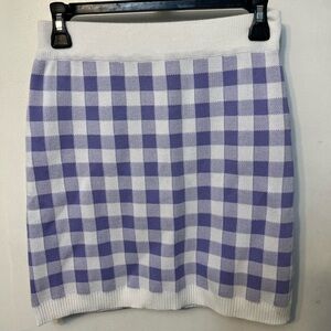 3/$25 Cider purple and white checkered pattern stretch mini skirt